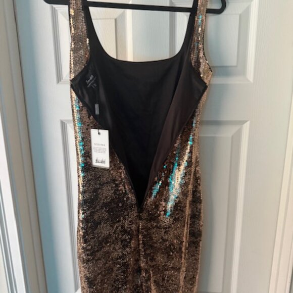 Sequin Neve Dress in Goldfoil NWT Bardot sz 10 / L - Picture 2 of 5
